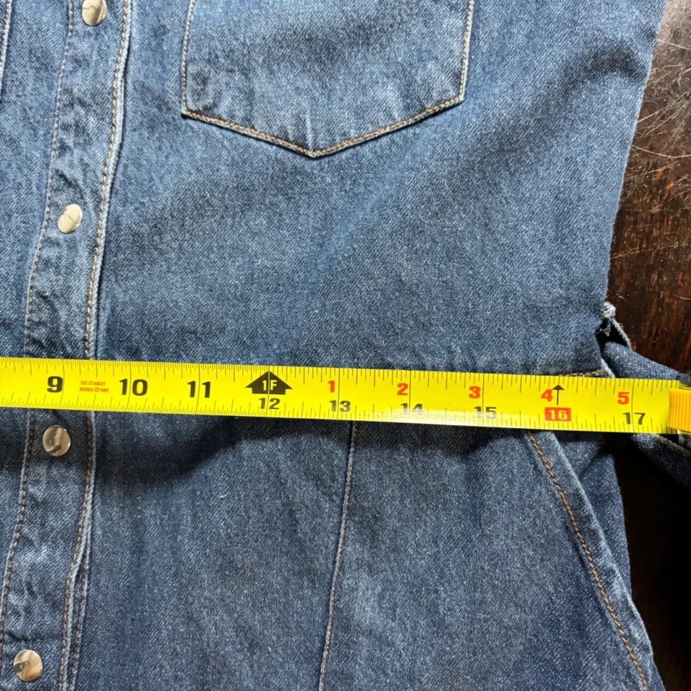 Friends Like These Denim Belted Midi Shirtdress Medium Wash Sz 6 Utility Rodeo - Picture 9 of 10